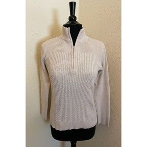 Croft & Barrow Cream High Neck Half Zip Sweater- Sz M